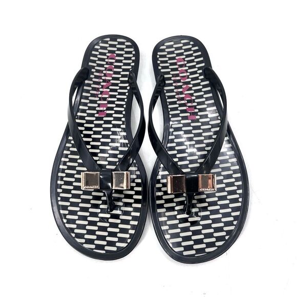 COACH Landon Black Thong Flip Flop Sandals - Picture 2 of 8